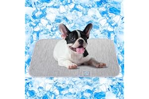 Rywell Dog Cooling Mat, Self Cooling Pad for Dogs, Arc-Chill Q-Max>0.4 Reusable Summer Pet Ice Cool Bed with Super Absorption, Machine Washable & Portable, Home & Travel -M Gray