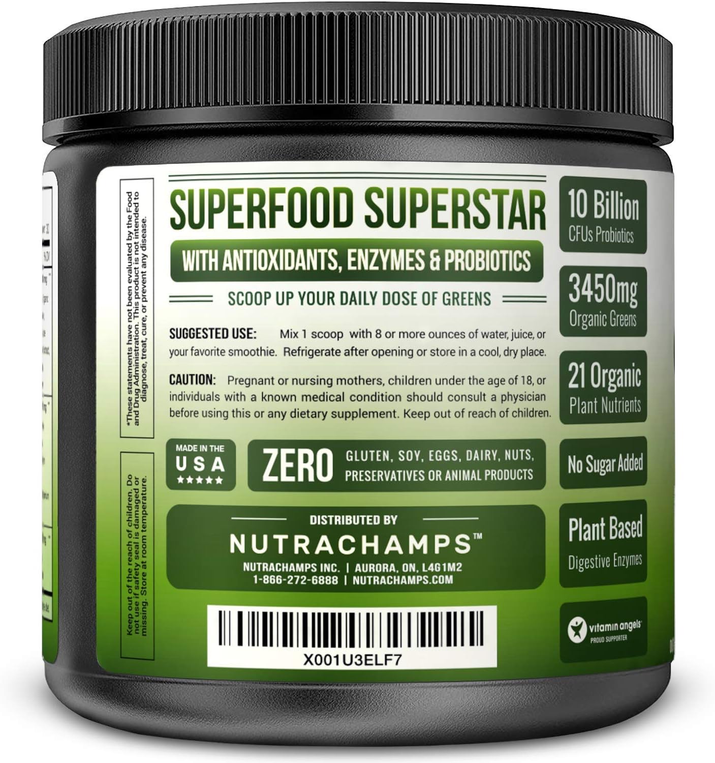Super Greens Powder Premium Superfood - 20+ Organic Green Veggie Whole Foods - Wheat Grass, Spirulina, Chlorella & More - Antioxidant, Digestive Enzyme & Probiotic Blends | Vegan Juice Supplement: Health & Personal Care