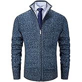 XinYangNi Men's Casual Full Zip Slim Thick Knitted Cardigan Sweaters with Pockets