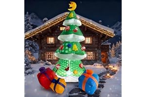 COOLWUFAN 7.5 FT Inflatables Christmas Tree Decoration, Christmas Inflatables Blow Up Yard Decoration with 3 Gift Boxes & Built-in LEDs for Christmas Decorations, Indoor Outdoor Yard Garden Lawn Decor