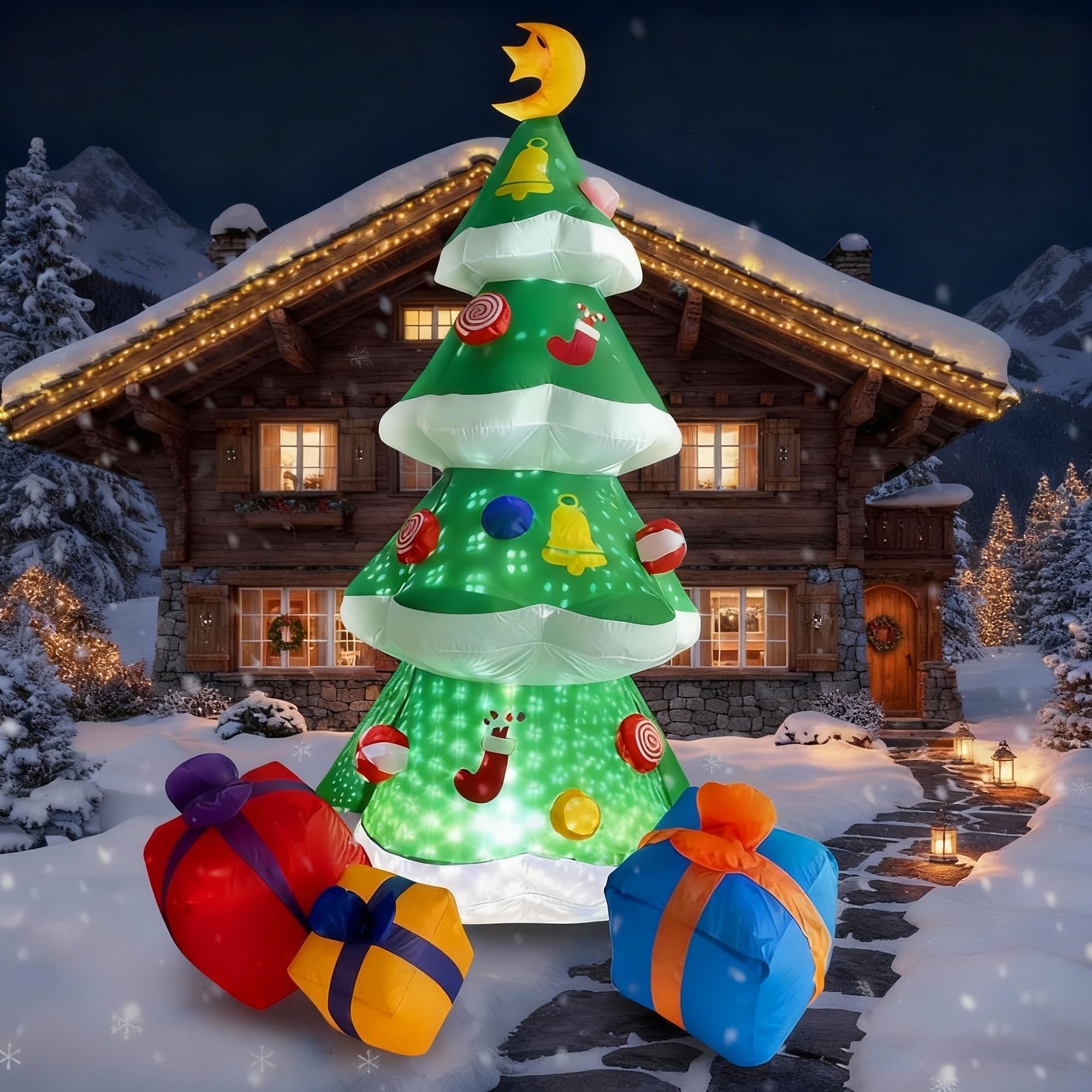 COOLWUFAN 7.5 FT Inflatables Christmas Tree Decoration, Christmas ...