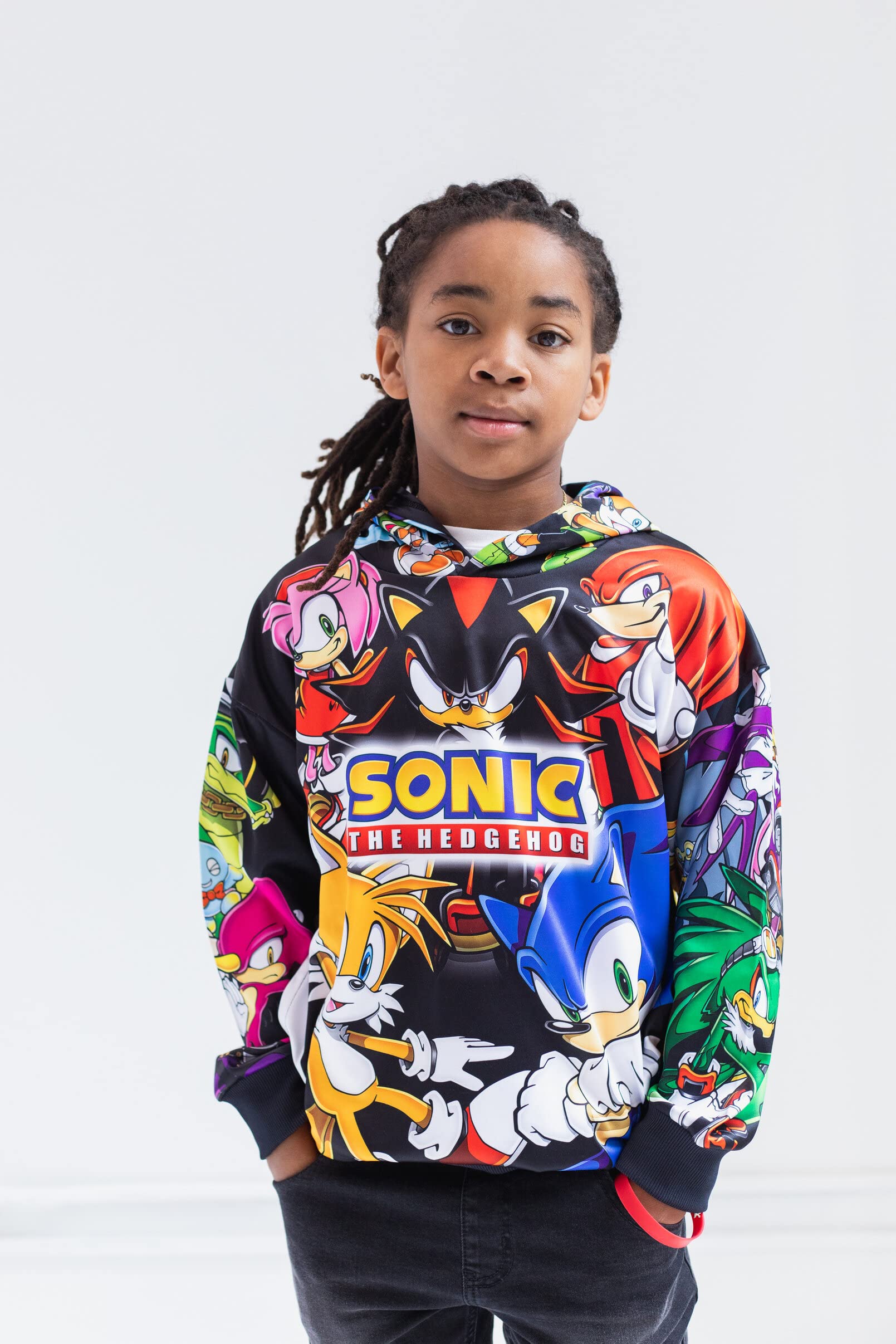 SEGA Sonic the Hedgehog Knuckles Shadow Tails Fleece Pullover Hoodie Little Kid to Big Kid