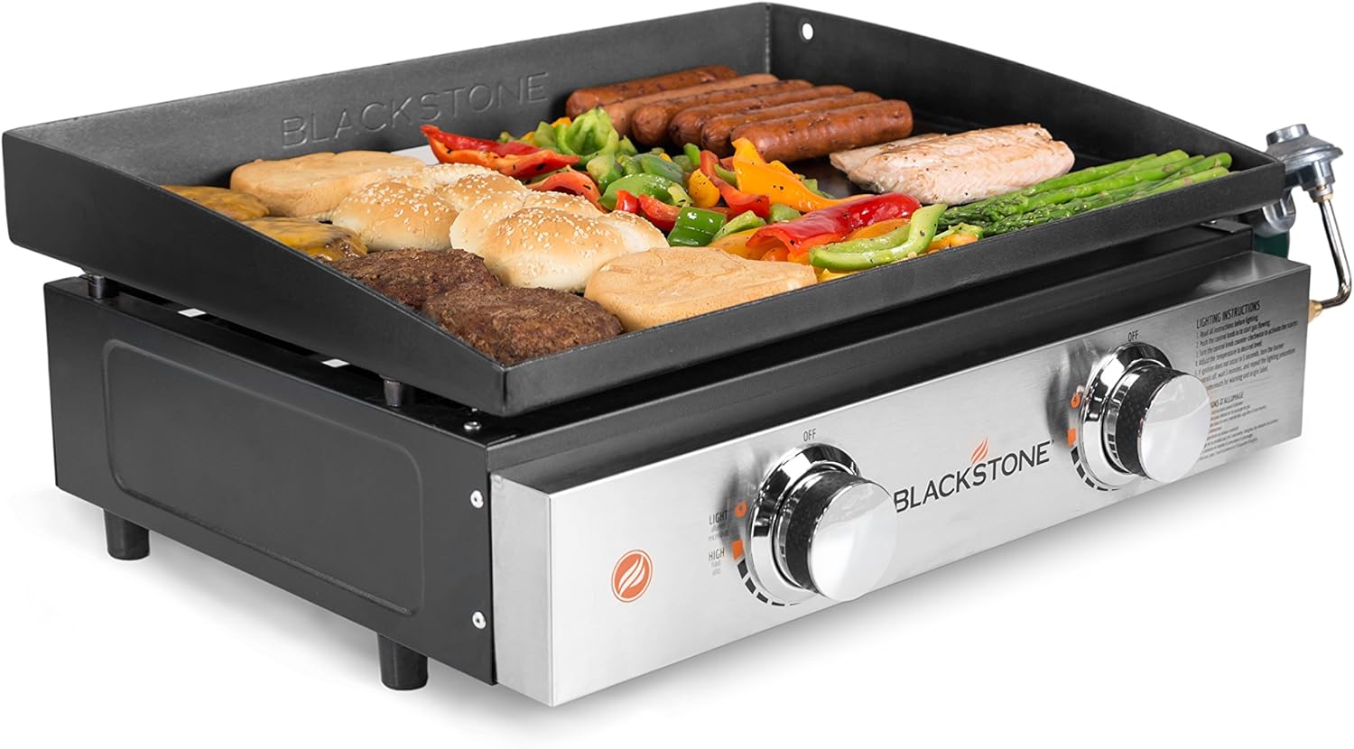 Blackstone 1666 Heavy Duty Flat Top Grill Station for Kitchen, Camp, Outdoor, Tailgating, Tabletop, Countertop – Stainless Steel Griddle with Knobs & Ignition, 22 Inch, Black: Garden & Outdoor