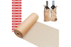 Walkpet Honeycomb Packing Paper Wrap 12"x100' Sustainable Alternative to Bubble Wrap for Moving Shipping/Gift, Biodegradable & Fully Recyclable Bubble Paper Wrapping with 20 Fragile Sticker……