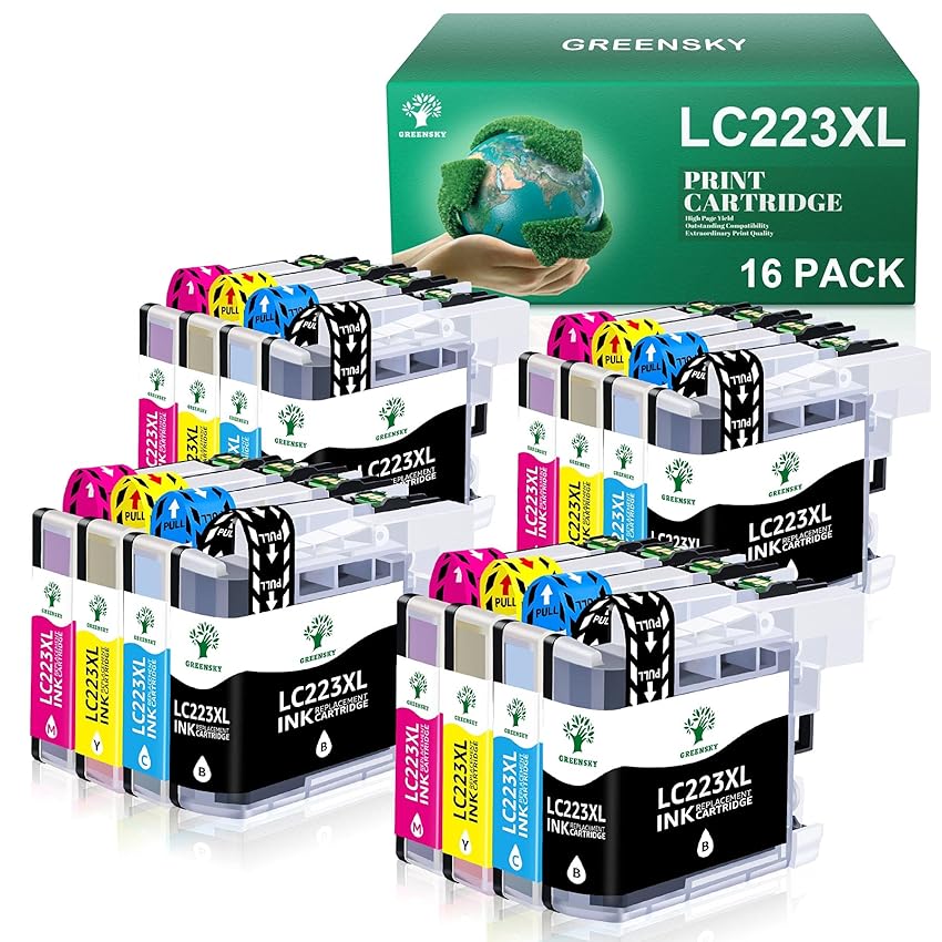 GREENSKY LC223XL Multipack Cartuchos de Tinta Compatiblile per Brother LC223 per Cartucce Brother MFC