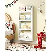 CHOEZON Kids Bookshelf, 15.7 Inch Wall Mounted Bookshelf, 4-Tier Nursery Book Shelves, Book Shelf for Kids Room, Bedroom, Living Room, Playroom, White MCW04WB