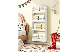 Nursery Book Shelves for Wall, 4-Tier Kids Bookshelf Wall Mounted, Floating Children's Bookcase for Kids Room, Playroom, Nurs
