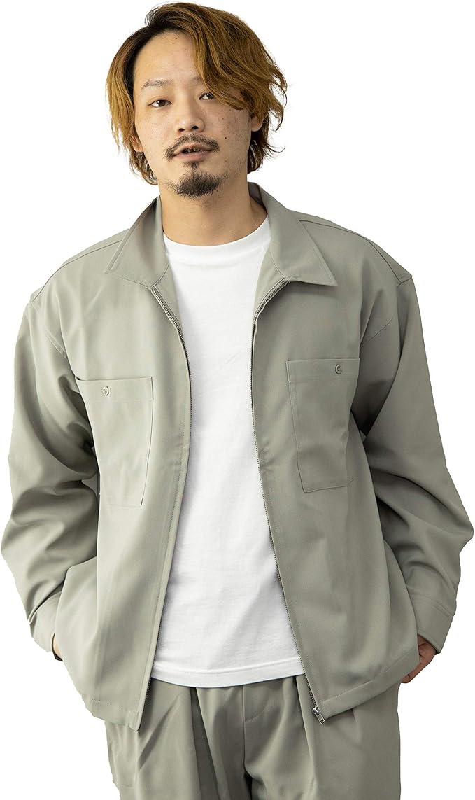 Amazon ナイラス Nylaus スイングトップジャケット メンズ セットアップ対応 Zip 無地 ニュアンスカラー くすみカラー Zipジャケット とろみジャケット ブルゾン セットアップジャケット キレイ目 カジュアル お洒落 コート ジャケット 通販