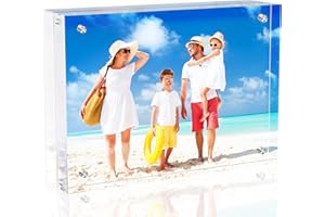 laapee 4x6 Inches Acrylic Picture Frames 1 Pack, Double Sided Magnetic Photo Frames,Free Standing on Desk or Table Clear Picture Frames