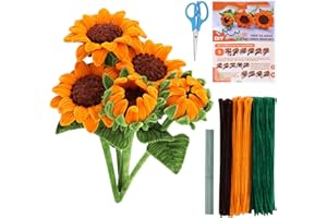 UZECPK 430PCS Pipe Cleaners Chenille Stem Craft Flower Supplies, Pipe Cleaner Flowers Crafts, Pipe Cleaner Sunflowers Kit with Instructions, 3 Colors Pipe Cleaners Set for DIY Art Craft Decorations-5 flowers