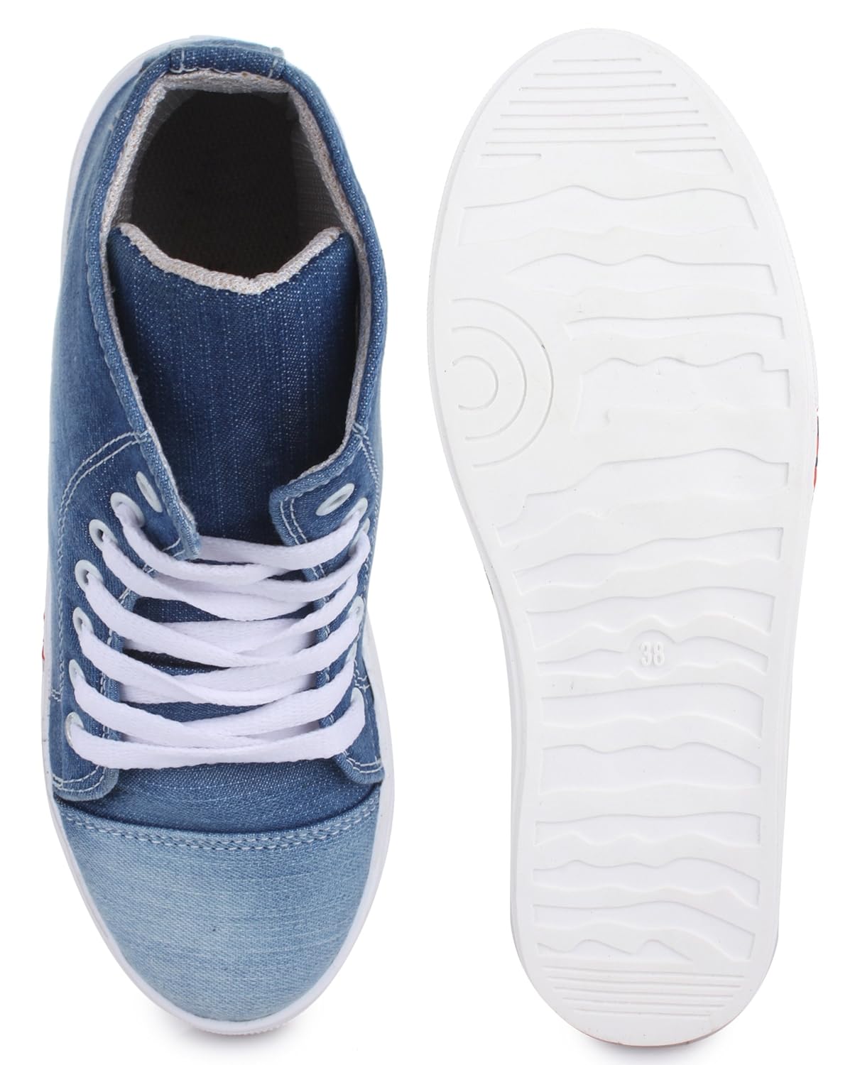 la shades ls-1210,high ankle blue denim casual shoes for women