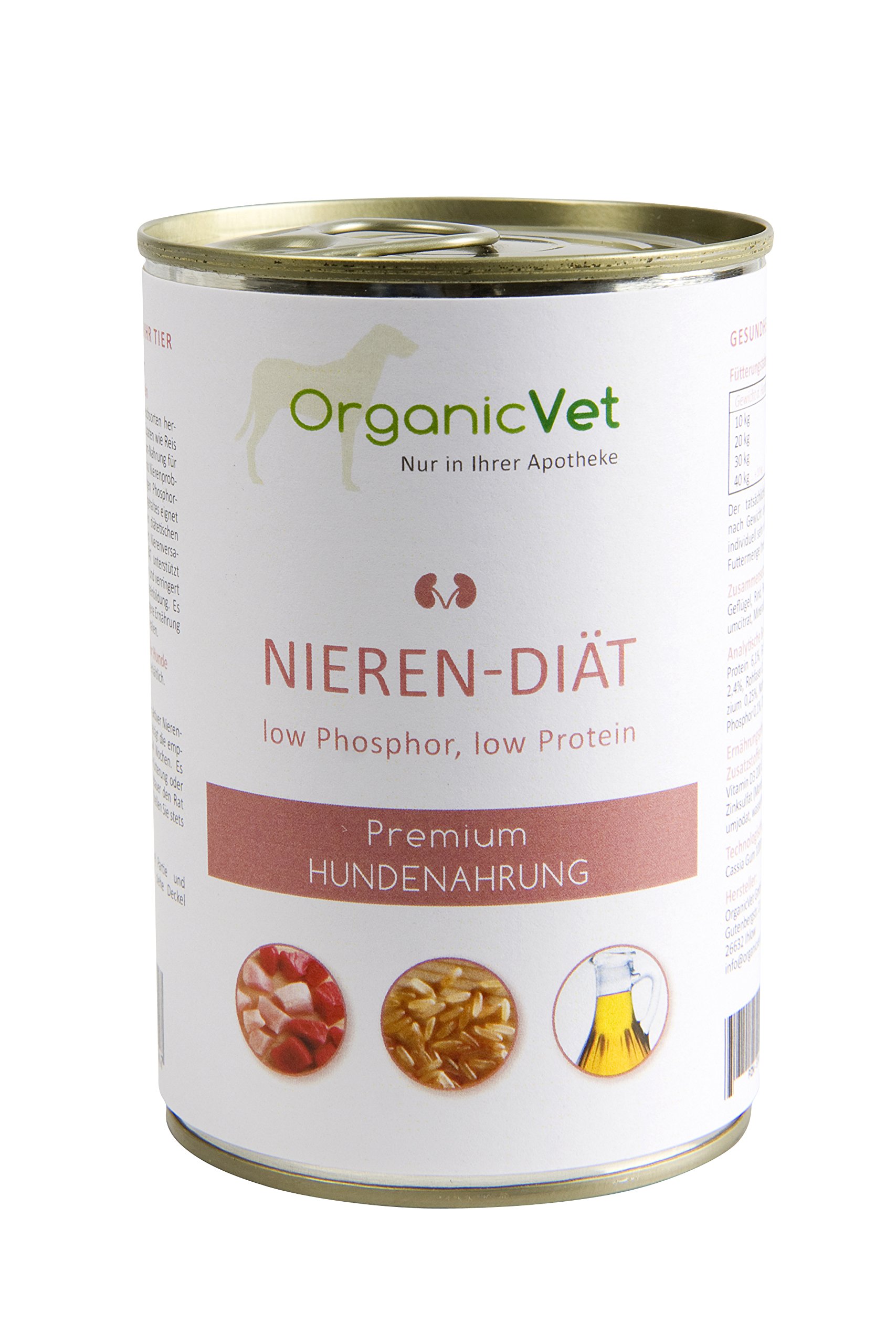 OrganicVet Dog Wet Food Veterinary Kidney Diet Pack of 6 x 400 g