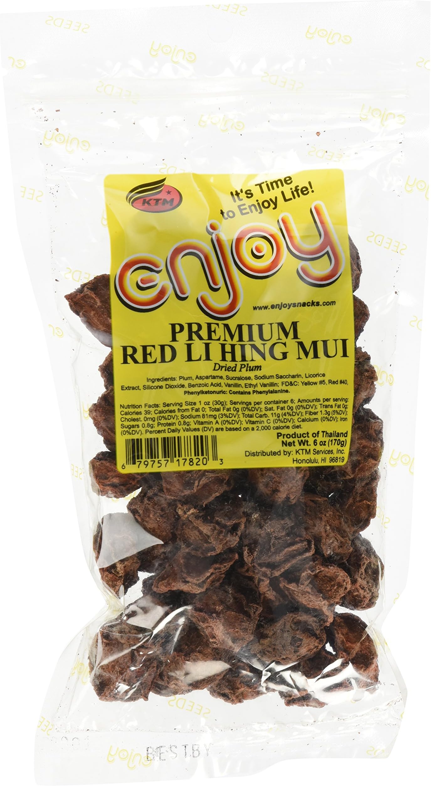 Premium Red Li Hing Mui Seeds, Enjoy Brand,LARGE Over 1LB Total Weight (3 PACK)