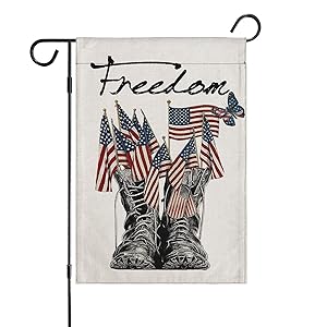 Freedom Boots Independence Day Garden Flags 4th Of July Memorial Day Garden Flag Welcome Burlap Double Sided House Banner American Veteran Soldier Yard Flag Patriotic Outdoor Decor 12.5