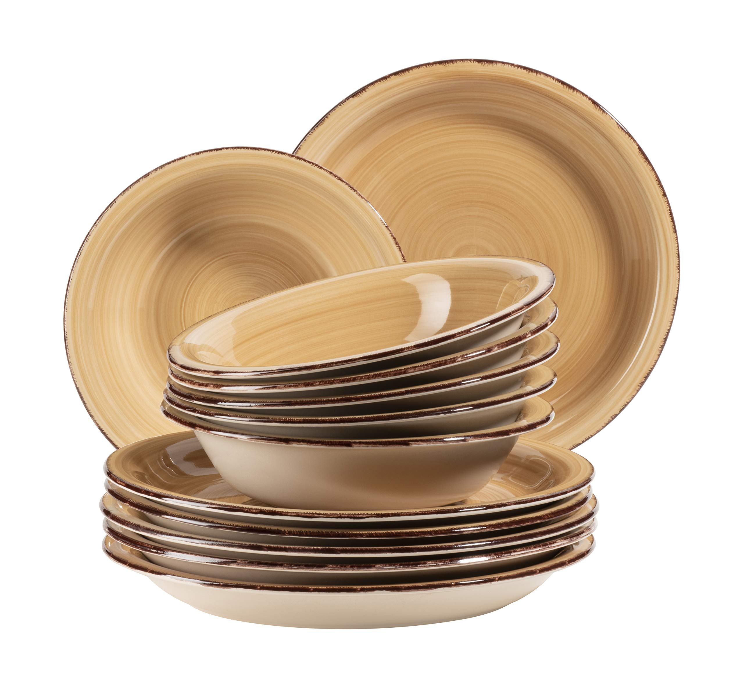 MÄSER 931602 Bel Tempo II Teller-Set für 6 Personen im modernen Vintage Look, 12-teiliges Tafelservice, handbemalt, Dunkelblau, Steingut, Blau 8