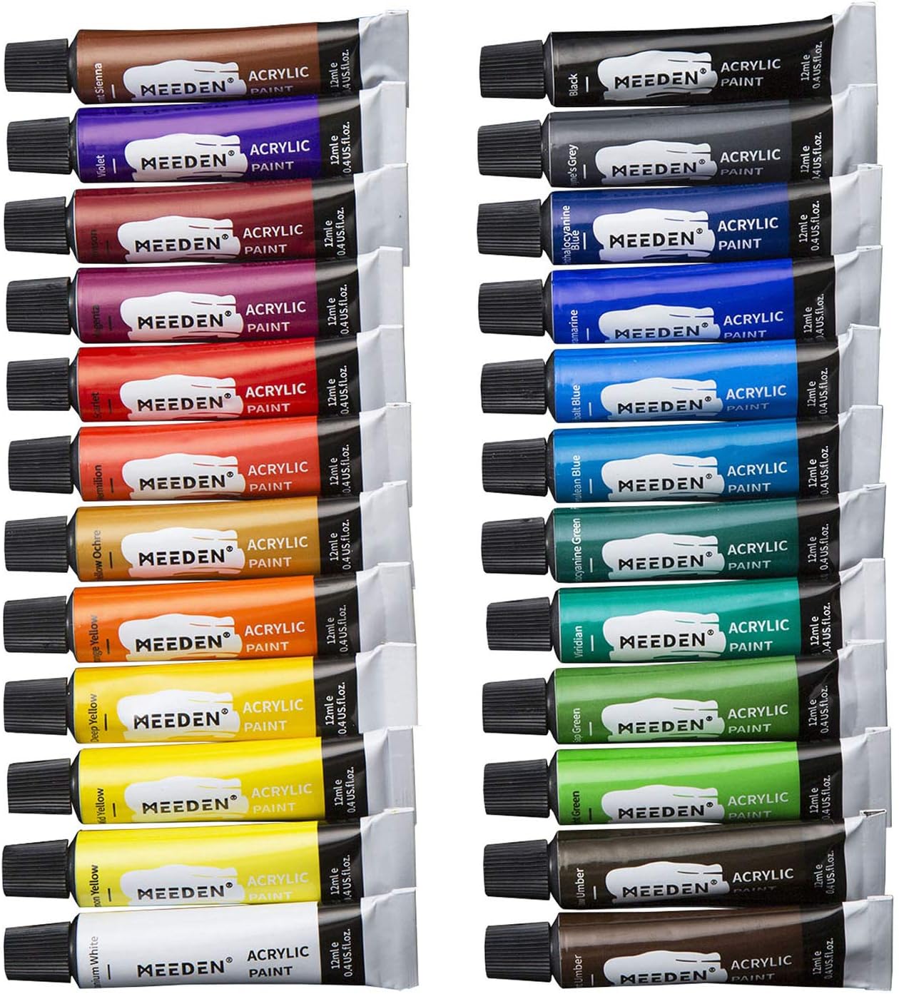 MEEDEN 46 Pcs Easel Painting Set - 24 Colors Acrylic Paints Set, 3pcs 9" x 12" Canvas Panels, 12 Artist Brushes Set, Wood Palette, Pefect for Childern, Teens, Beginners and Professinol Artistis