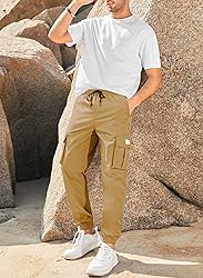 JMIERR Men's Casual Cargo Pants Stretch Elastic