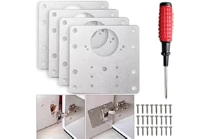 Foxy Hinge Repair, 4 Plates Repair kit for Cabinet Hinge, Stainless Steel, Supports cabinets Doors, for (Hinge Size: 35mm. 1.