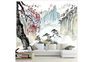 Bcsewcg Japanese Tapestry, Cherry Blossom Tapestry, Asian Anime Wall Tapestry, Nature Landscape Tapestries, Aesthetic Wall Art Tapestry for Bedroom Living Room Home Decor (65X60)