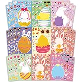 OHOME Easter Basket Stuffers - 24 Sheets Easter Crafts Stickers for Kids | DIY Happy Egg Bunny Easter Gifts Treats Games Toys Activities Decor Party Favor Supplies for Toddlers