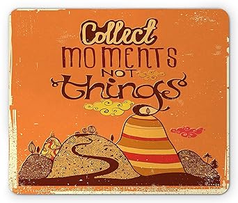 Quote Mouse Pad, Vintage Aged Poster with Abstract Hills and Curvy Clouds Motivational Positive, Standard Size Rectangle Non-