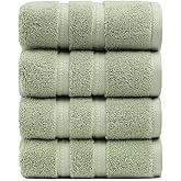 Simple&Opulence 4 Pcs Premium Hand Towels 16"x28", 600 GSM 100% Ring Spun Cotton, Highly Absorbent, Ultra-Plush & Durable Towels Set for Bathroom, Gym, Spa, Shower, Hotel (Sage Green)