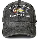 Shenbors Embroidered Women Want Me Fish Fear Me Hats
