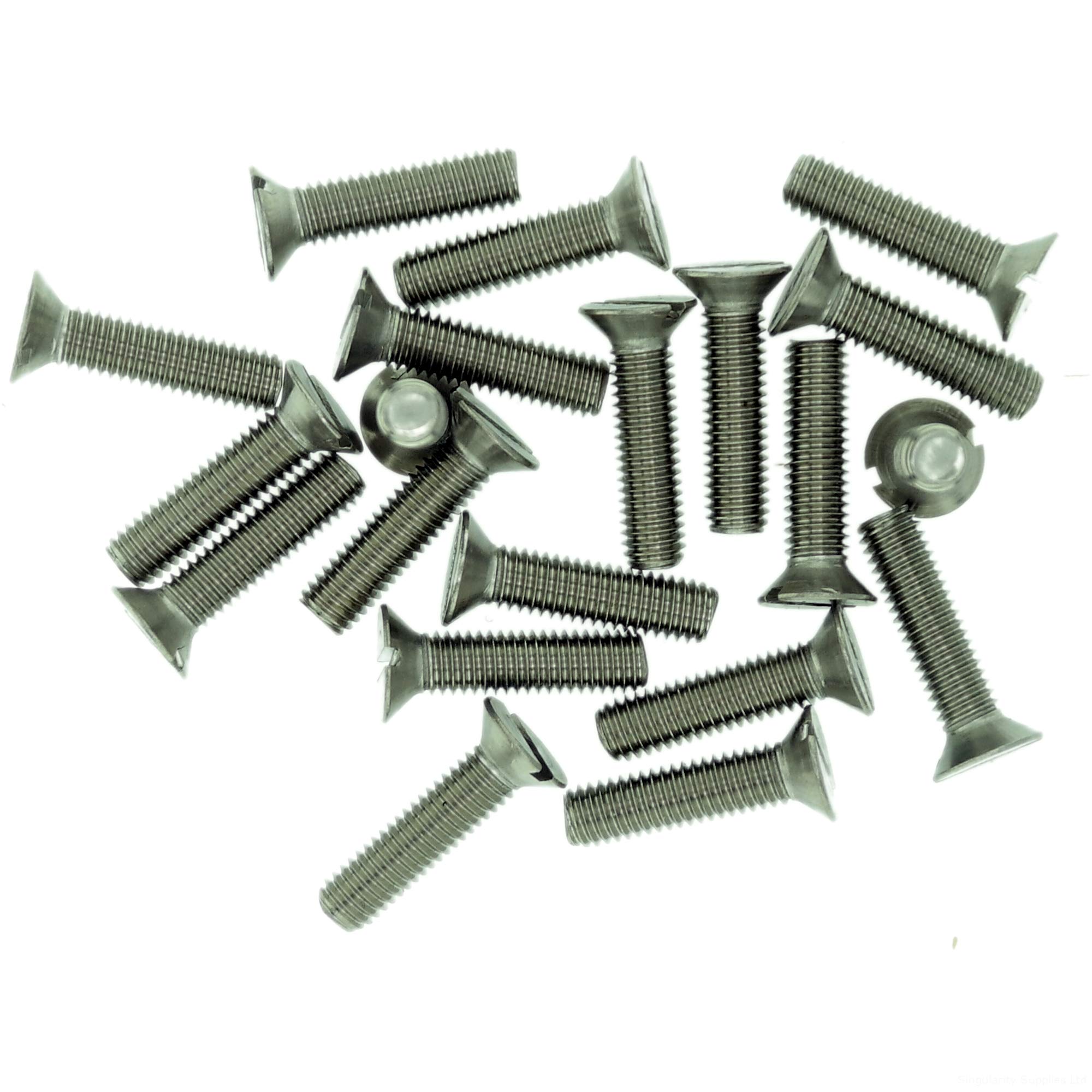 M5 (5mm x 30mm) Slot Countersunk Machine Screw (Bolt) - Stainless Steel (A2) (Pack of 20)