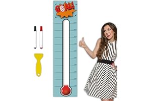 CLEVER CLEAN Goal Thermometer Chart Goal Tracker - 48"x12" Adhesive Dry Erase Fundraising Thermometer Sticker