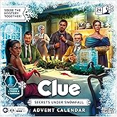 Clue Advent Calendar: Secrets Under Snowfall | 24 Days | Family Mystery Games | with 6 Winter-Themed Tokens and Surprise | Ages 10+ | 1+ Players