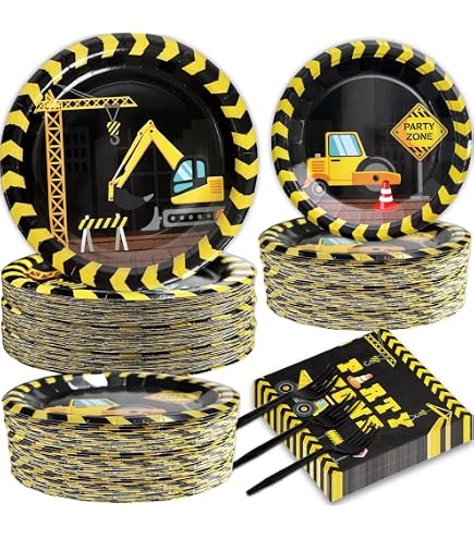 160-Piece Construction Party Supplies Kit - Dump Truck Decor, Plates, Backdrop, Balloons For 20 Guests