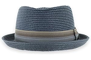 HATS IN THE BELFRY Belfry Men/Women Summer Straw Pork Pie Trilby Fedora Hat in Blue, Tan, Black