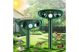 JAHY2TECH 2024 New Ultrasonic Animal Repellent Outdoor Deer Repellent Devices Cat Repellent Solar Animal Repeller with Motion Sensor Animal Deterrent to Scare Raccoon Squirrel Coyote Skunk Repellent,2 Pack