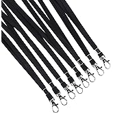 Happy Trees Black Lanyards Bulk for ID Badges, Breakaway Lanyard with Swivel Hooks, Neck Straps for ID Card Name Tags, Badge Holder (8 Pack)