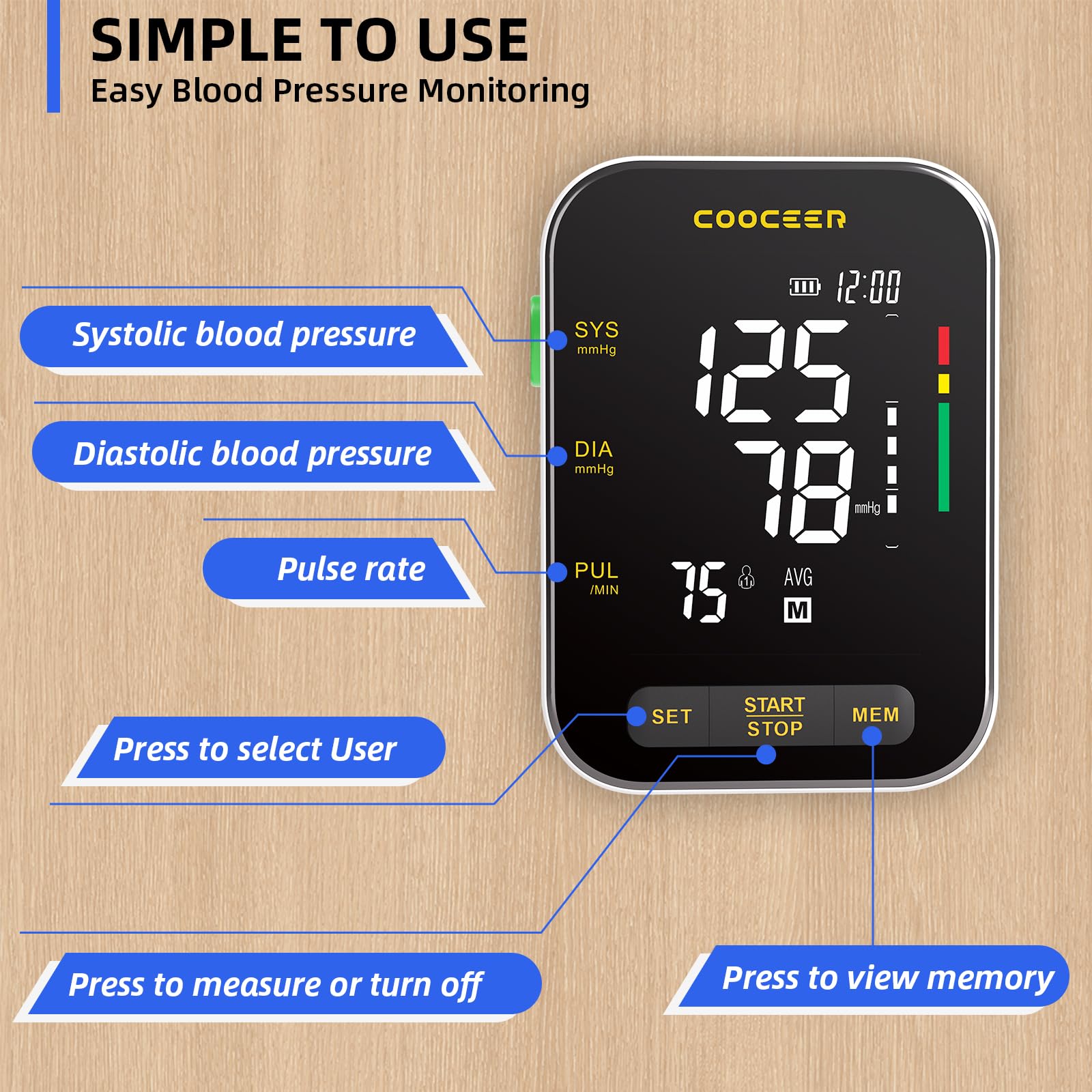 Automatic Blood Pressure Monitor: X8 Digital Blood Pressure Machine Upper arm for Home use with Adjustable BP Cuff(8.7-16.5