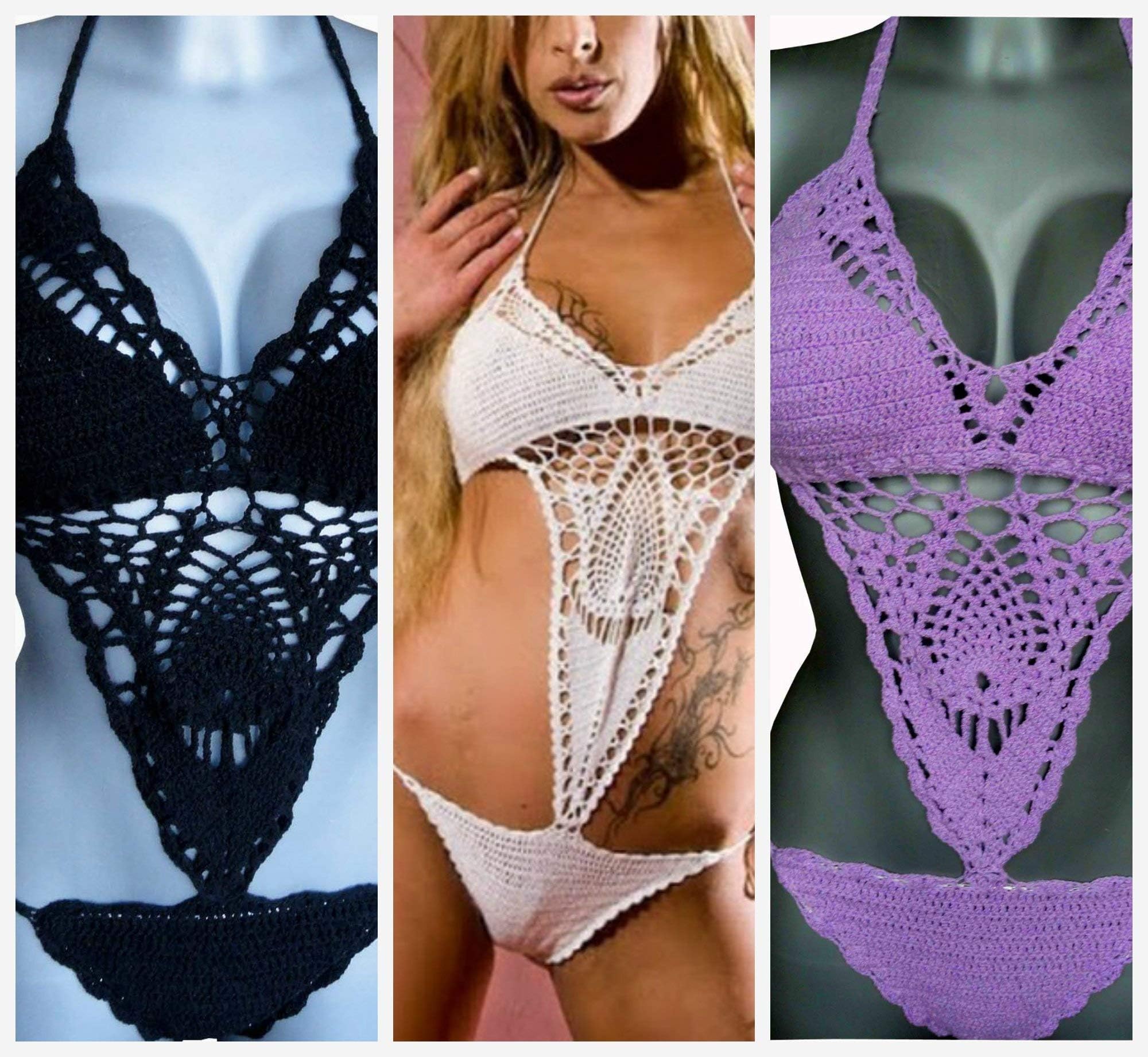 One piece swimwear Women hand Crocheted bathing suit Custom order Swimsuit Monokini Sexy