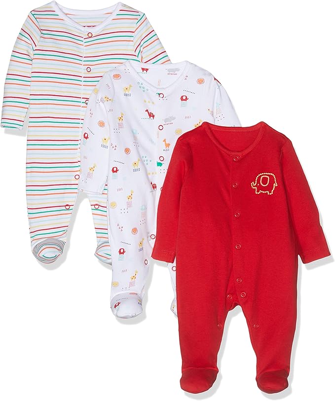 Mothercare Baby Sleepsuits3 Pack Bodysuit, Multicolour (Brights Multi
