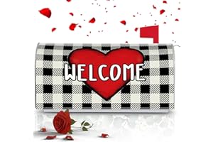 Tiamon Valentines Magnetic Mailbox Cover Love Heart Black White Buffalo Plaid Post Letter Box Wrap Valentines Day Welcome Mailbox Covers Standard Size 18 X 21 for Outdoor Garden Decorations