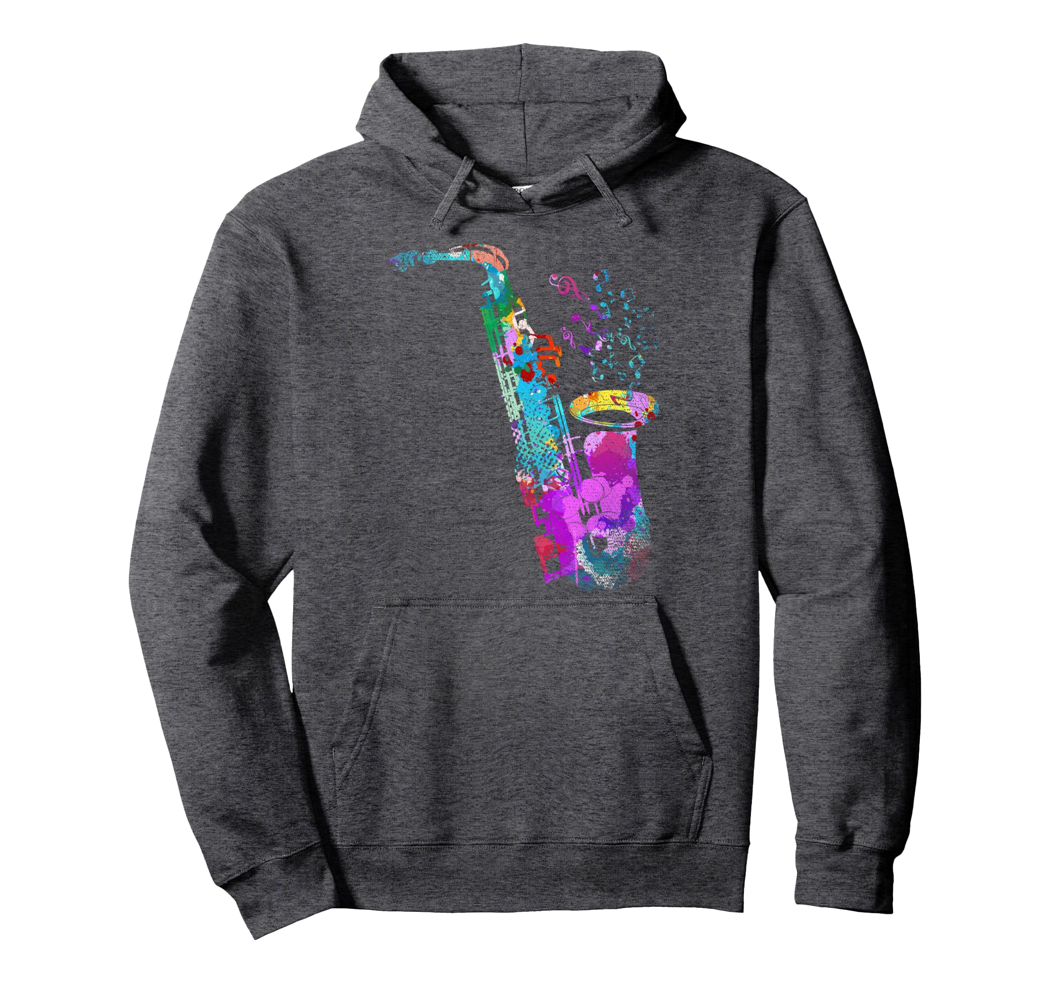 Musician Music Notes Sax Jazz Saxophonist Colorful Saxophone Pullover Hoodie
