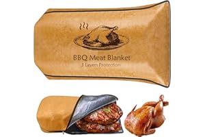 Vazioyar BBQ Meat Blanket,BBQ Blanket,BBQ Blanket for Resting Meat, Reusable Insulated Brisket Resting Blanket with Zipper, 21 inches Large Capacity Foldable Meat Resting Bag for BBQ, Smokers,Outdoor activities