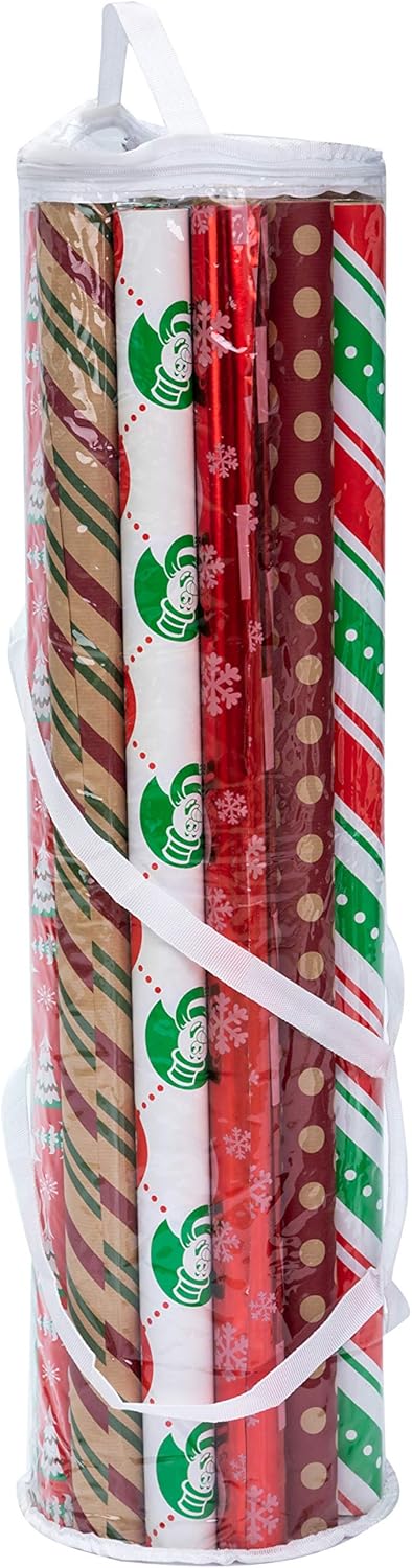 Joiedomi Clear Gift Wrap Organizers Set, Christmas Wrapping Paper Storage Bag Wrapping Paper Holder Made from Water Proof PVC and Fabric Fits Up to 20 Standard Rolls (2 Pack): Home & Kitchen