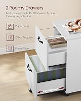 VASAGLE 2-Drawer Filing Cabinet Mobile File Cabinet White OFC040W46 view 4