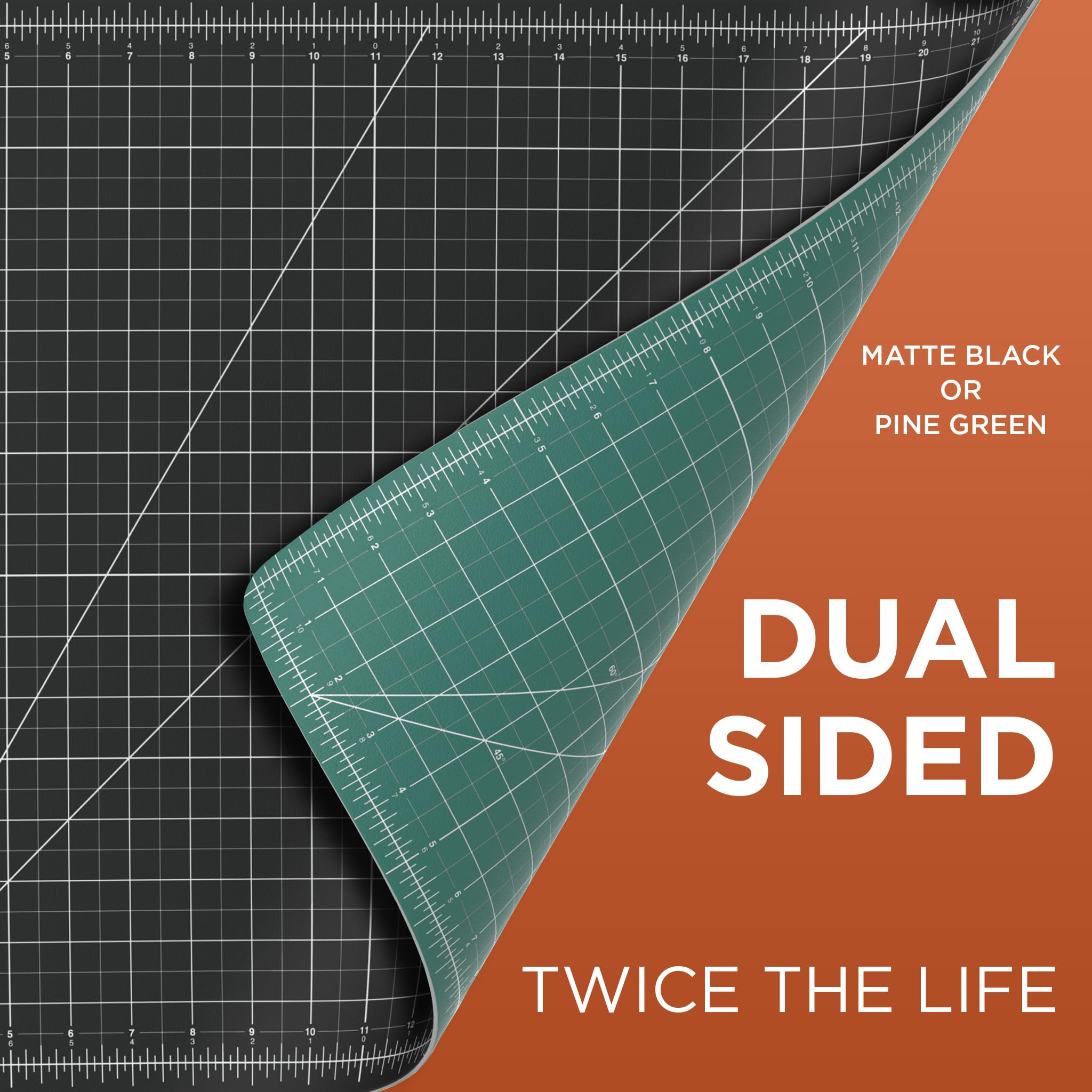 ALVIN GBM Self-Healing Cutting Mat 18 x 36 inch | Double-Sided Green/Black | 5-Layer Gridded Surface for Arts, Crafts and Sewing - Model GBM1836