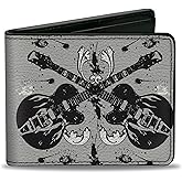 Buckle-Down Men's Wallet, Bifold, Electric Guitars Gray, Vegan Leather, 4.0" x 3.5"