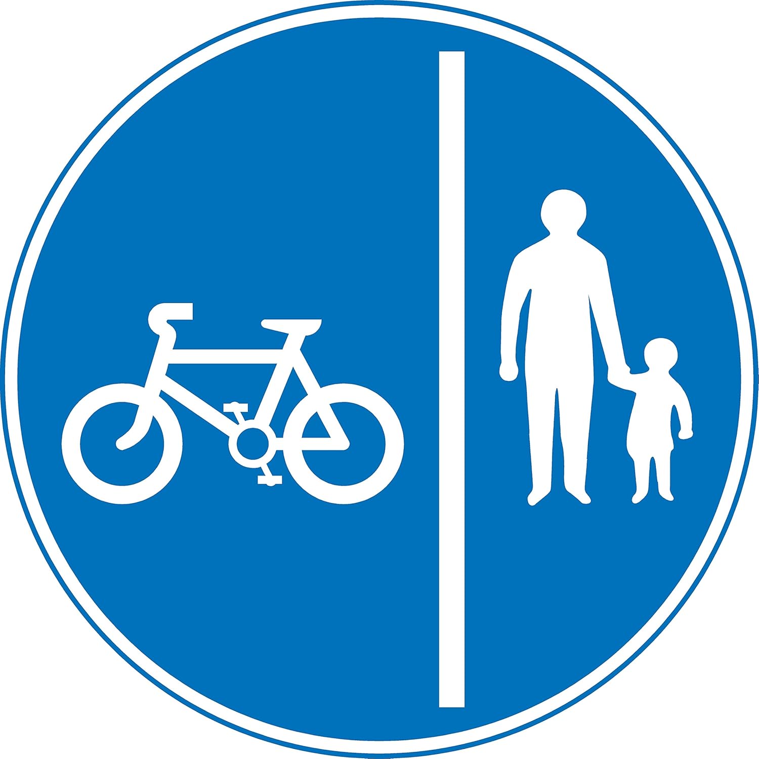 Segregated pedal cycle and pedestrian route Road safety sign 3mm