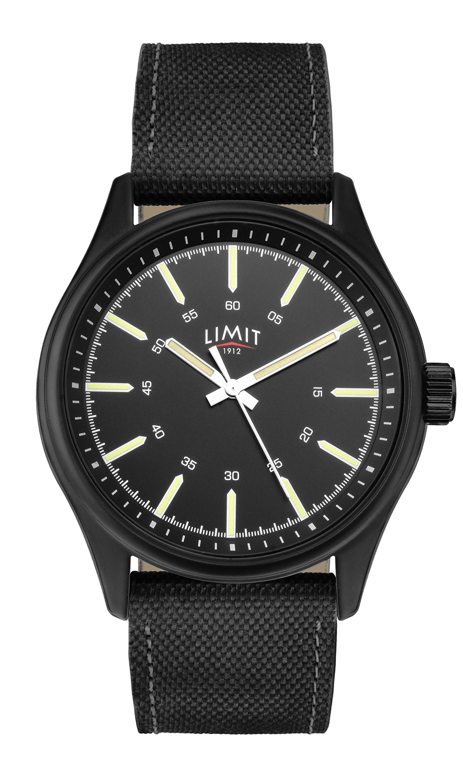 Limit Men's Quartz Analogue Watch. Black dial, case and Strap. 5948.01