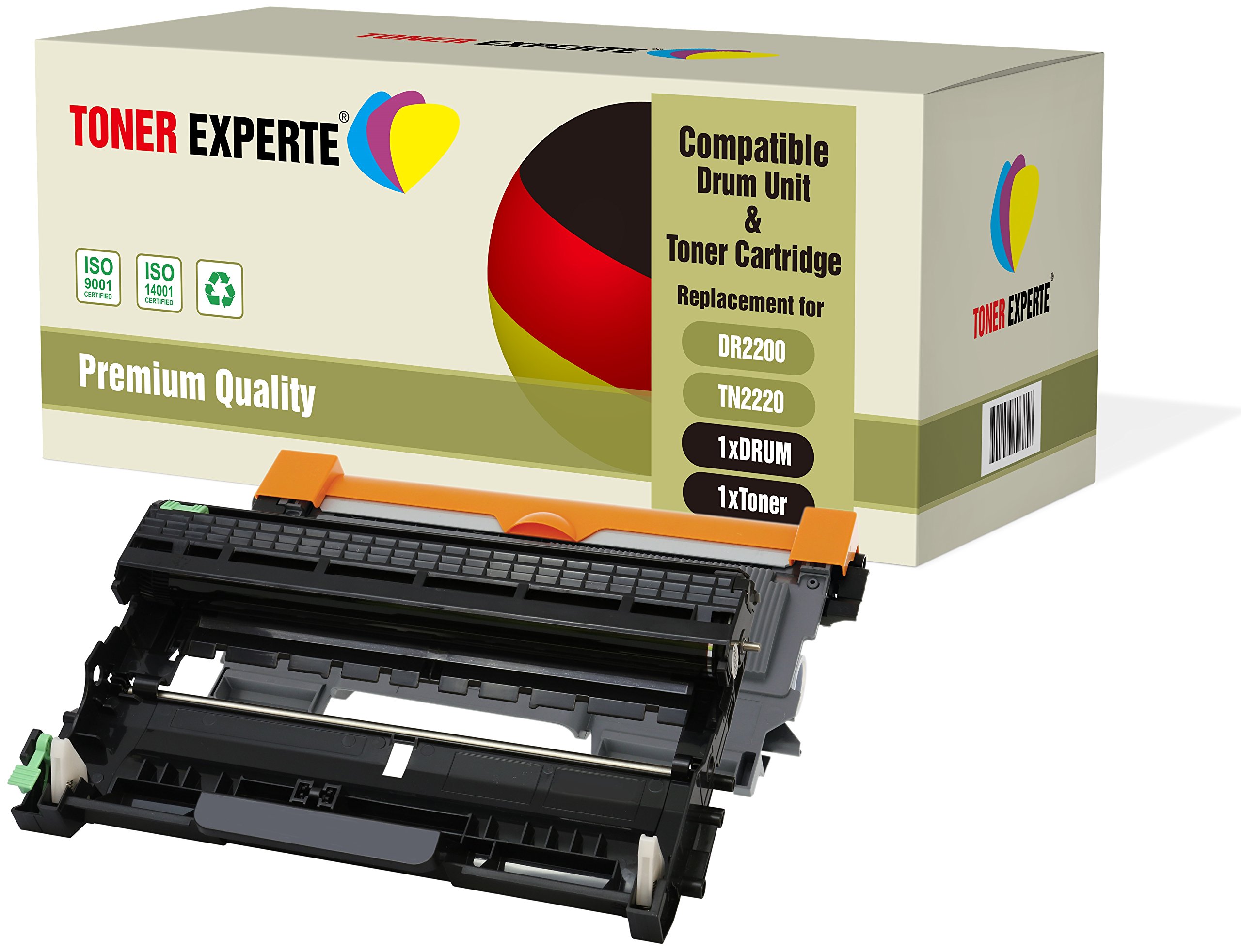 TONER EXPERTE 2-Pack Compatible with DR2200 TN2220 Drum Unit & Toner Cartridge for Brother DCP-7055 DCP-7060D DCP-7065DN HL-2130 HL-2132 HL-2240 HL-2240D HL-2250DN HL-2270DW MFC-7360N FAX-2840