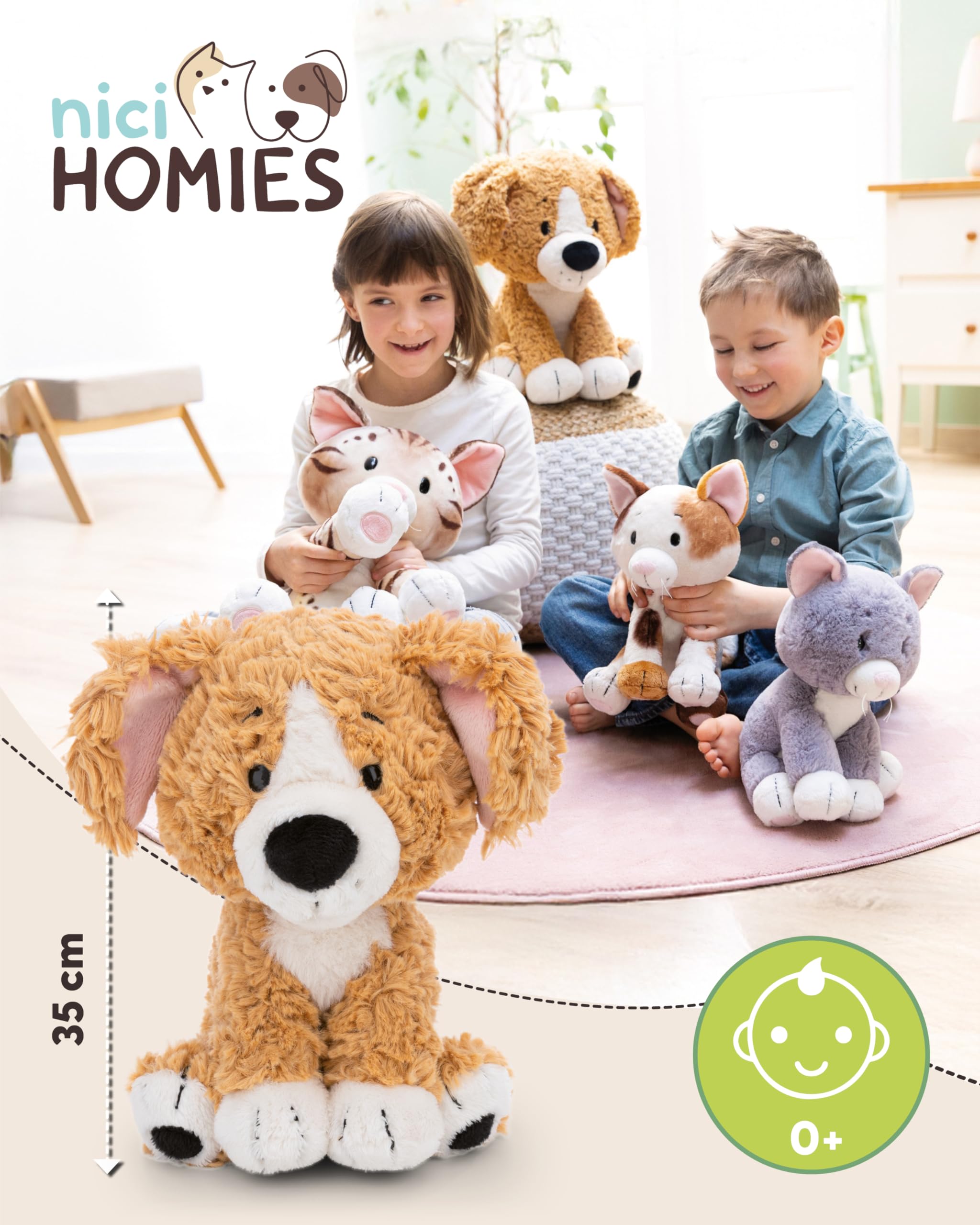 Kuscheltier Hund 35cm - braun - Weiches NICI Plüschtier – niedliches Stofftier zum Kuscheln & Spielen – tolle Geschenkidee für Kinder & Erwachsene | 62154 2