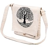 Freakmandu Hemp Sling Crossbody Bag - Tree of Life Unisex Crossbody Messenger Hemp Bag Sling Handmade in Nepal