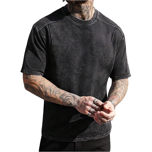OYOANGLE Men's Textured 3/4 Sleeve Drop Shoulder T Shirt Loose Fit